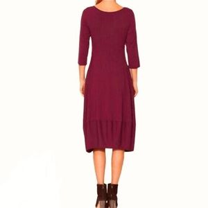 EILEEN FISHER Dress Bubble Hem Lagenlook Wine M